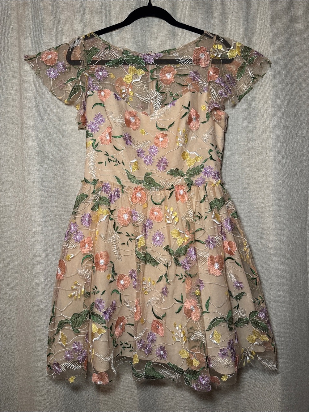 NWT Shoshanna Midnight Floral Embroidered Nude Blend Party Dress Size 8 Garden